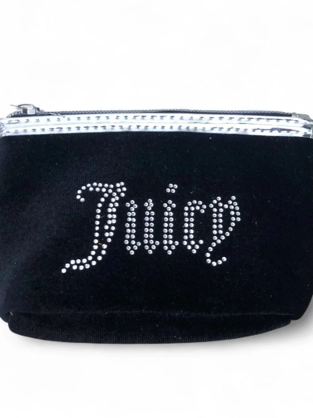 Vintage JUICY COUTURE Coin Purse Wallet Velour Black Zipper 6